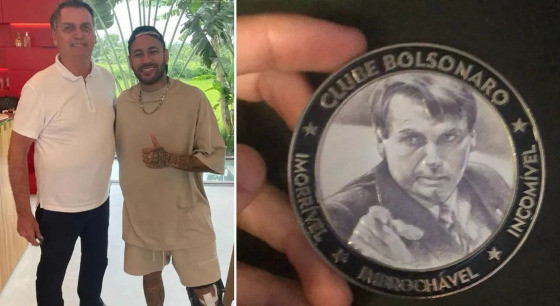 Neymar recebe medalha de 'imbrochável' de Jair Bolsonaro — Foto: Instagram