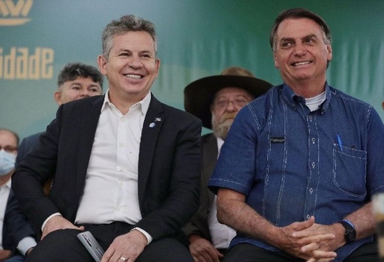 Governador de Mato Grosso, Mauro Mendes (União Brasil) e o ex-presidente Jair Bolsonaro (PL)