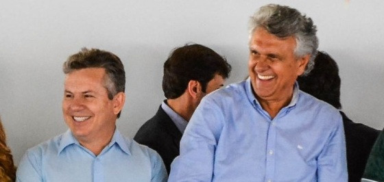 O governador Mauro Mendes e Ronaldo Caiado: aliados