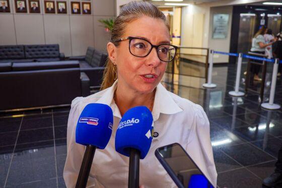 A prefeita de Várzea Grande Flávia Moretti, que declarou apoio a uma eventual candidatura de seu vice