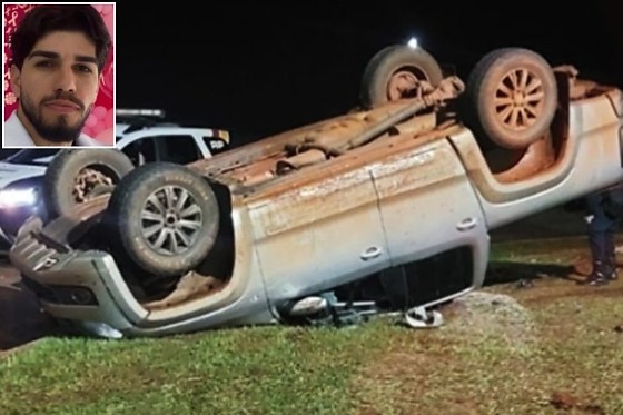Kelvin Figueiredo Sousa Silva, 23 anos (no detalhe), está internado na UTI após acidente na MT-100